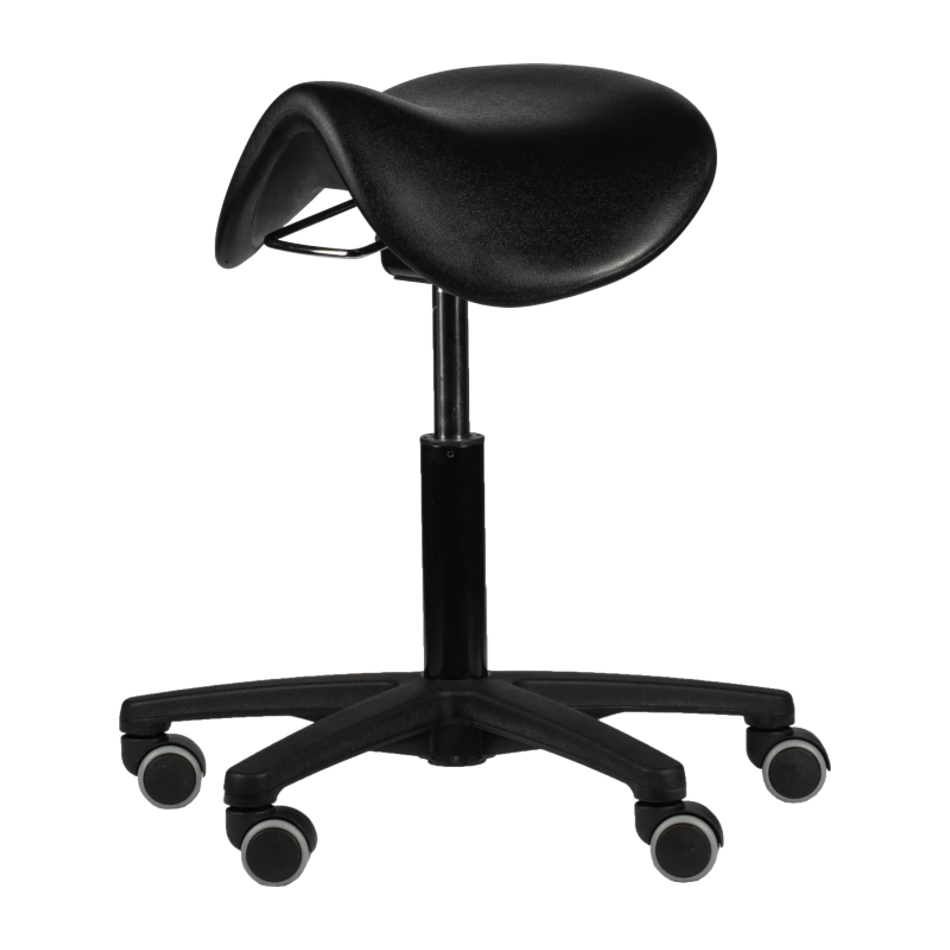 Zwarte Draaibare Werkkruk Met Rugleuning En Wielen - Hoogte Verstelbaar, Voor Salon, Spa, Kantoor En Tattoo