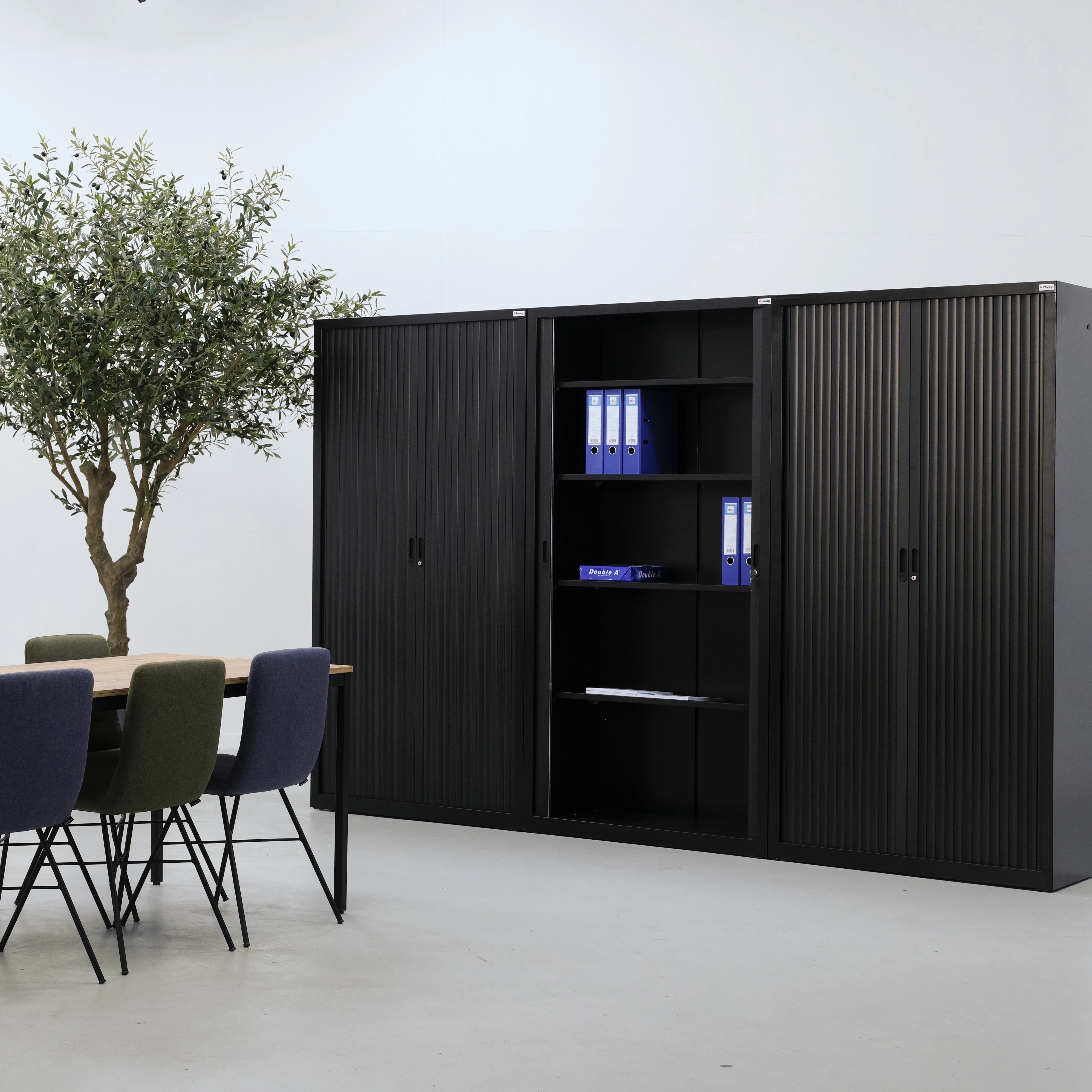 Metalen roldeurkast 1800x800x400 mm - Zwart